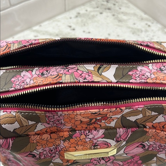 Steve Madden Pink and Brown Cosmetic Bag Floral Design - Picture 6 of 8
